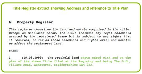 Property Address and Reference to Title Plan