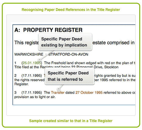 Recognising Paper Deed References in the Title Register