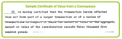Certificate of Value